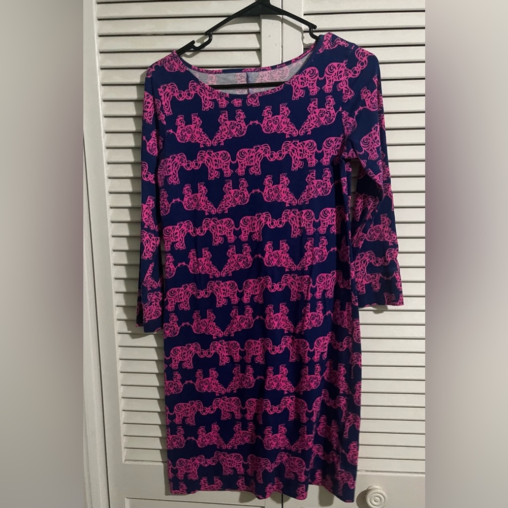 Lilly Pulitzer Marlowe Shift Elephant Pack Your Trunk Pink Blue Dress XS